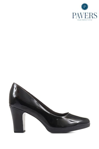 Pavers High Heel Black Court Shoes (C10864) | £38
