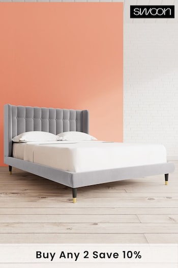 Swoon Easy Velvet Silver Grey Kipling Bed (C11150) | £989 - £1,099