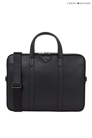 Tommy Hilfiger Modern Black Leather Laptop Bag (C11197) | £260