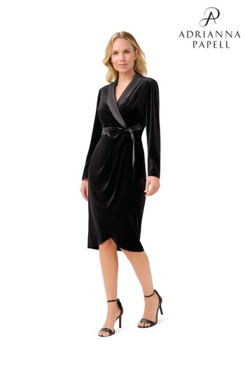 Adrianna Papell Velvet Tuxedo Black Dress Dri (C11317) | £169