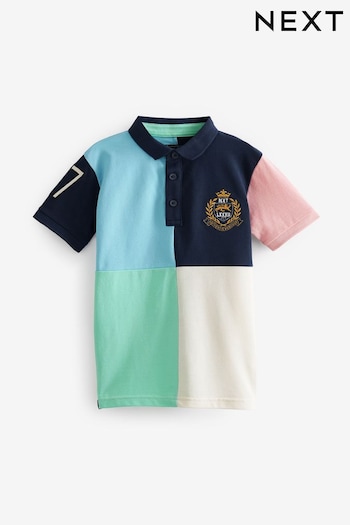 Pastel Harlequin Short Sleeve Colourblock Polo Shirt (3-16yrs) (C11369) | £12 - £17