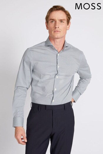 MOSS Tailored Fit Geo Print Stretch Shirt (C11437) | £30