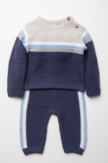 Rock A Bye Baby Boutique Navy Blue Knitted Two-Piece Trousers And Top Gift Set (C11447) | £24