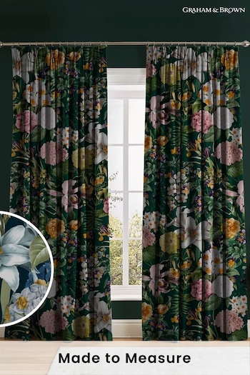 Graham & Brown Midnight Black Glasshouse Flora Made to Measure Curtains (C11558) | £119