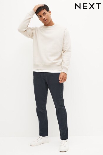 Navy Blue Regular Tapered Slim Stretch Utility Trousers (C11687) | £32