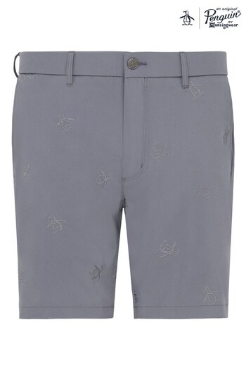 Original Penguin Golf Grey Spced Dyed Pete Embroidered Shorts (C11932) | £55