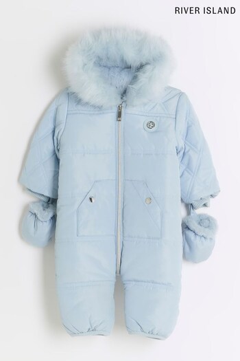 River Island Blue Boys Quilted Snowsuit (C12584) | £40