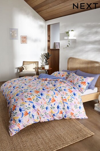 Multicoloured Floral 100% Cotton Printed Duvet Cover and Pillowcase Set (C12622) | £18 - £48