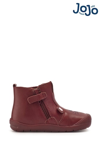 Start Rite x JoJo Friend Red Leather Zip Up Boots Szary (C12641) | £46