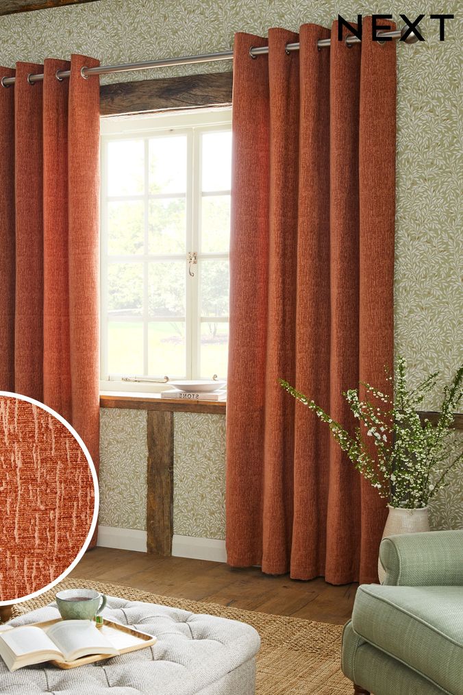 Orange living top room curtains