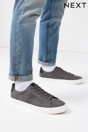 Grey Wide Fit Perforated Side Trainers (C12897) | £32