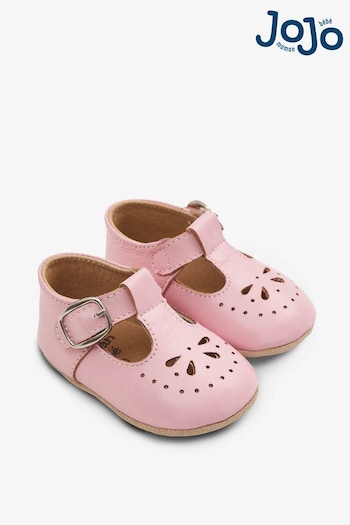 JoJo Maman Bébé Pink Classic Leather Pre-Walker Shoes (C12912) | £19.50