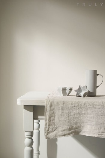 Truly Grey Hem Linen Table Cloth (C13168) | £100