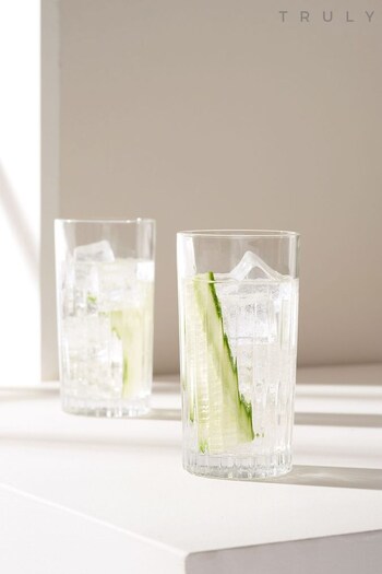 Truly Set of 2 Clear Luxe Crystal High Ball Glasses (C13439) | £40
