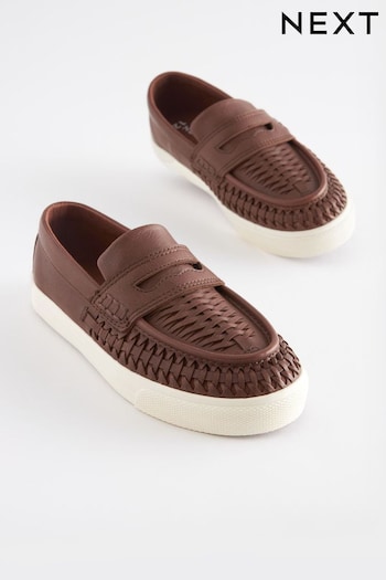 Chocolate Brown Woven Slip On Shoes Sonic (C13459) | £25 - £32