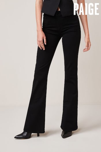 Paige High Rise Laurel Flared Black Jeans Taper (C13532) | £260