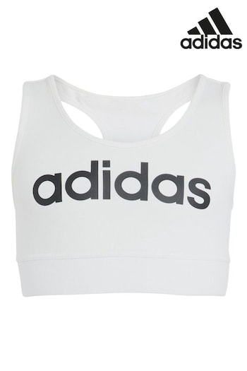 adidas White Sportswear Essentials Linear Logo Cotton Bra Top (C13619) | £13