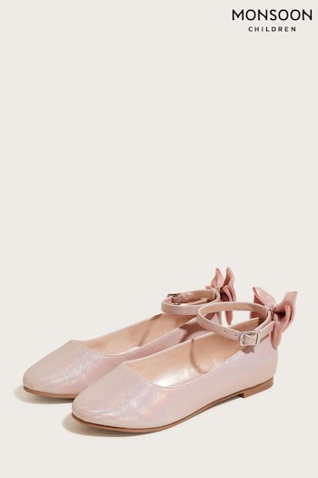 Monsoon Light Pink Organza Bow Ballerina Flats (C13680) | £24 - £28