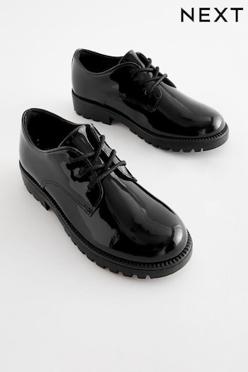 Black Patent Wide Fit (G) School Leather Lace-Up Shoes (C13811) | £30 - £37