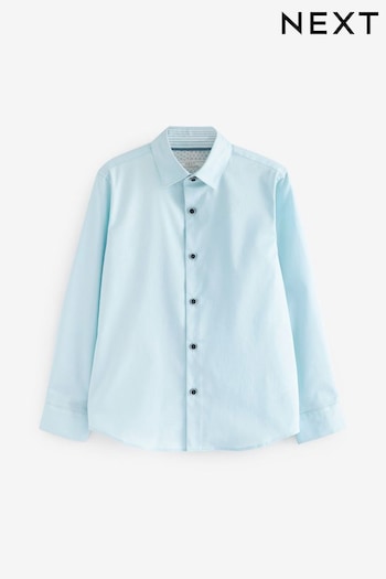 Blue Long Sleeve Smart Trimmed Shirt (3-16yrs) (C13918) | £12 - £17