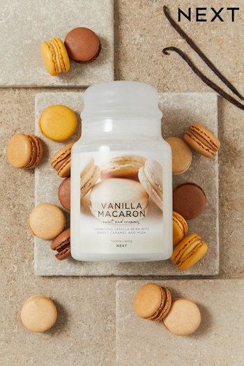 Natural Vanilla Macaron Large Jar Candle (C14094) | £15
