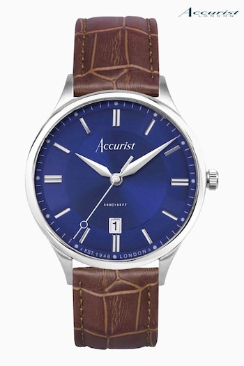Accurist Classic Mens Brown Leather Strap Analogue Watch (C14220) | £139