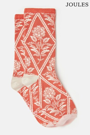 Joules Pink Floral Excellent Everyday Single Ankle Socks (C14240) | £7.95