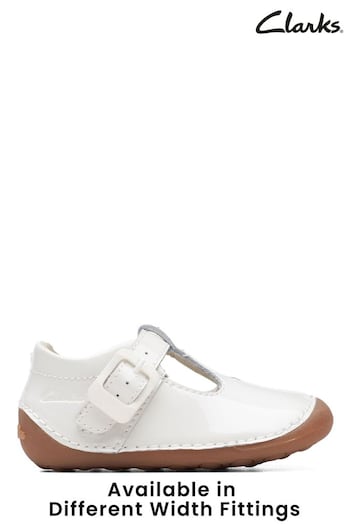 Clarks White Toddler Multi Fit Tiny Beat Patent Shoes (C14288) | £30