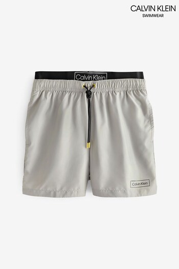 Calvin Klein Grey Double Waistband Swim Shorts (C14303) | £70