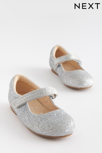 Silver Glitter Standard Fit (F) Mary Jane Shoes (C14364) | £17 - £19