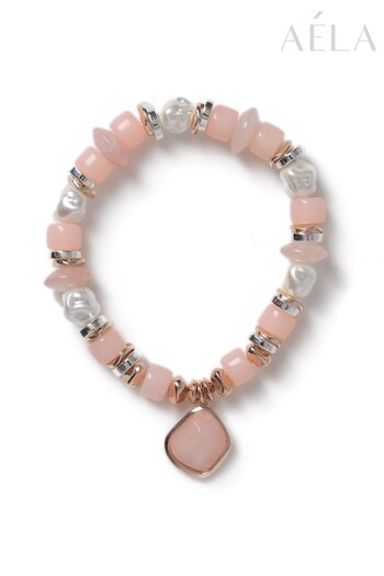 Aela Pink Quartz And Pearl Charm Bracelet (C14400) | £16.50