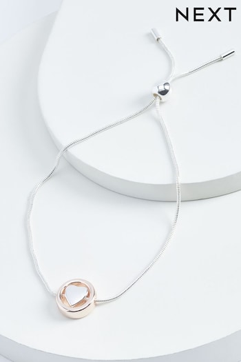 Rose Gold Tone/Silver Tone Heart Pully Bracelet (C14656) | £7