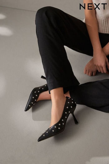 Black Forever Comfort® Studded Court Shoes (C14892) | £42