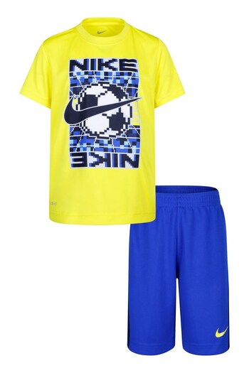 Nike Blue Little Kids Dri-FIT Sports T-Shirt and Shorts Set (C14907) | £32