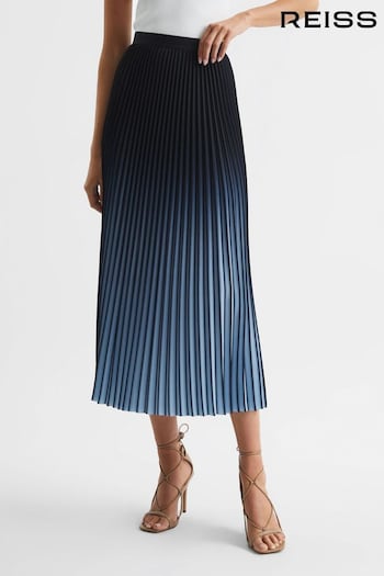Reiss Bright Blue Marlie Ombre Pleated Midi Skirt (C14977) | £158