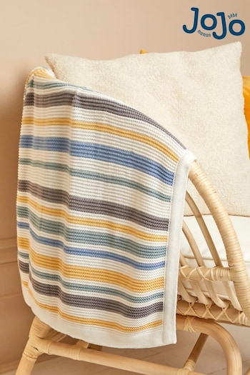 JoJo Maman Bébé Pastel Multi Chunky Knitted Stripe Blanket (C15178) | £28
