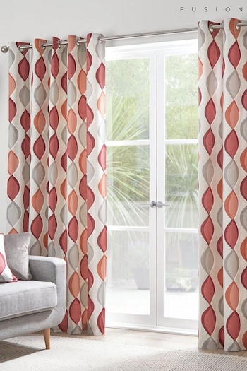 Fusion Red Lennox Ogee Eyelet Curtains (C15206) | £22 - £65