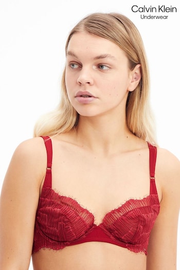 Calvin Klein Red Linear Lace Plunge Bra (C15337) | £70