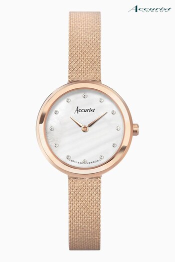Accurist Jewellery Womens Gold Plated Rose Gold Stainless Steel Mesh Analogue Watch (C15364) | £179