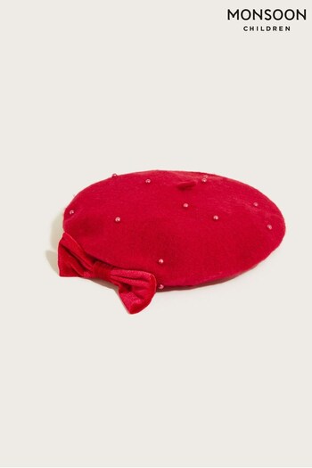 Monsoon Red Emily Pearl Beret (C15485) | £11 - £12