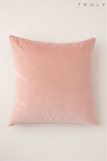 Truly Blush Pink Velvet Square Cushion (C15611) | £40
