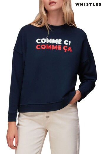 Whistles Blue Comme Ci Comme Ca Sweatshirt (C15651) | £89