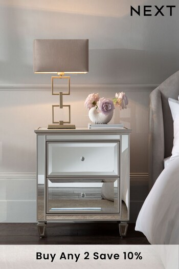 Mirror Fleur 2 Drawer Wide Bedside Table (C15681) | £350