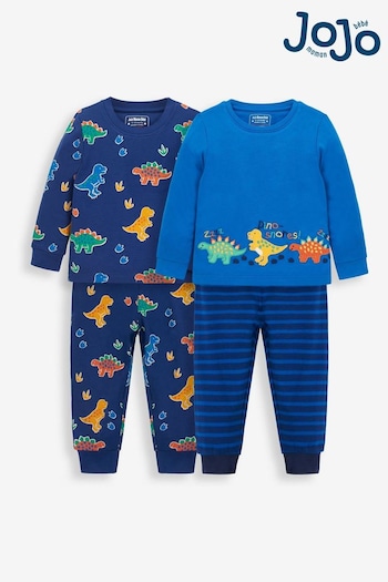 JoJo Maman Bébé Navy 2-Pack Dinosaur Jersey Pyjamas (C15709) | £29