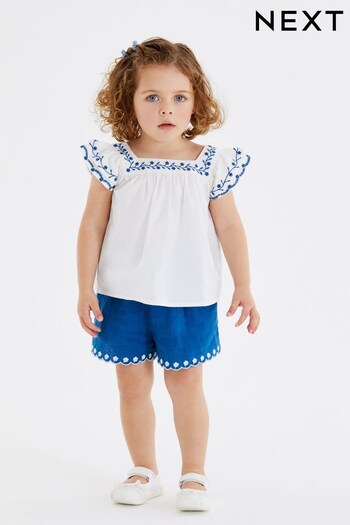 White/Blue Top And Short Set (3mths-7yrs) (C15839) | £19 - £23