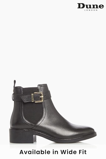 Dune London Black Piros T Buckle Strap Ankle Boots (C16112) | £42