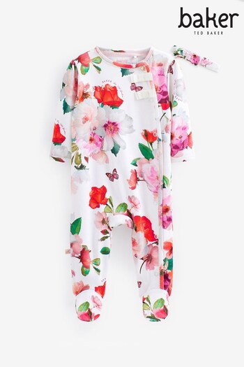 Baker by Ted Baker White Floral Sleepsuit and Headband Set (C16131) | £28 - £30