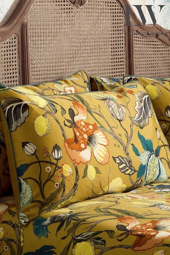 EW by Edinburgh Weavers Set of 2 Ochre Yellow Morton Timeless Tribute Floral 200 Thread Count Pillowcases (C16253) | £18