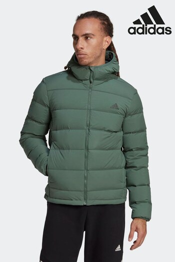 adidas Men's Helionic Stretch Hooded Down Green Jacket (C16319) | £170