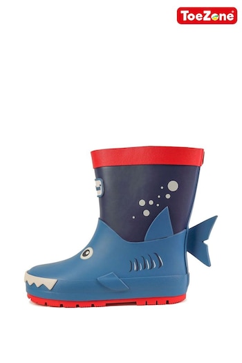 ToeZone Blue Shark Rain Boots (C16433) | £18